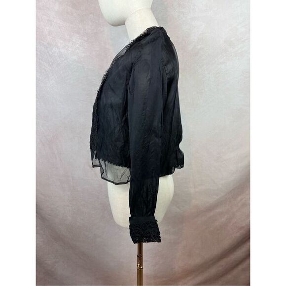 Antique 1900s Vintage Edwardian Style WW1 Era Black Lace Blouse - Picture 2 of 16